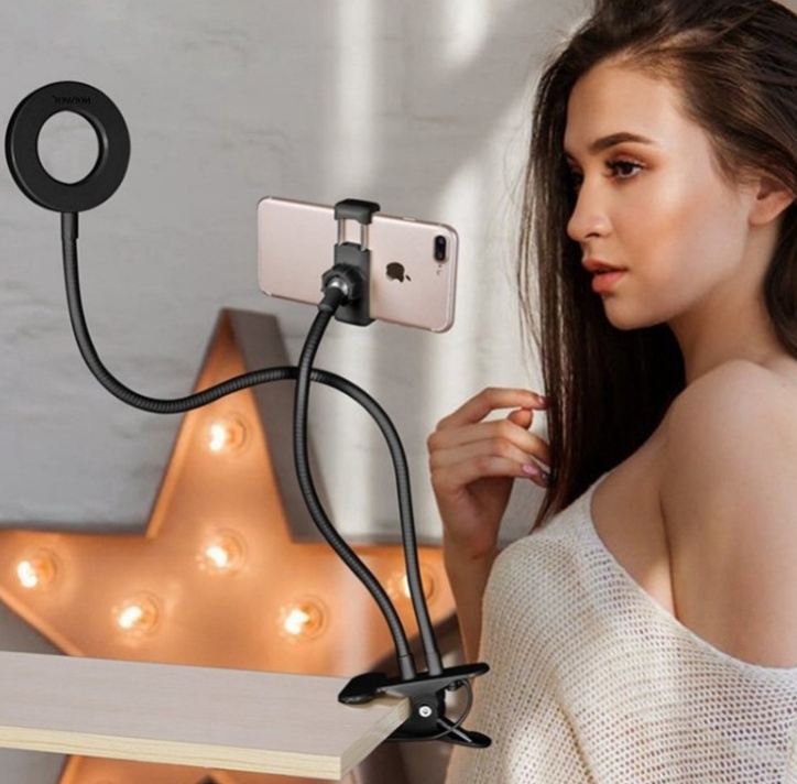 حلقة إضاءة LED لصور السيلفي للمكياج المباشر قابلة للتعديل - حامل 8 سم
