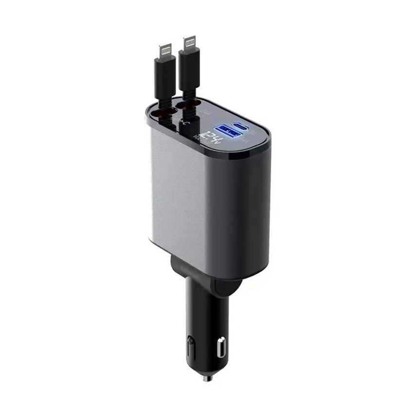 شاحن سيارة معدني 100 وات شحن سريع للغاية من مدخل ولاعة سجائر السيارة محول USB و TYPE-C - Image 10