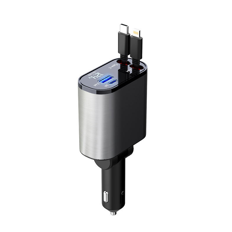 شاحن سيارة معدني 100 وات شحن سريع للغاية من مدخل ولاعة سجائر السيارة محول USB و TYPE-C - Image 6