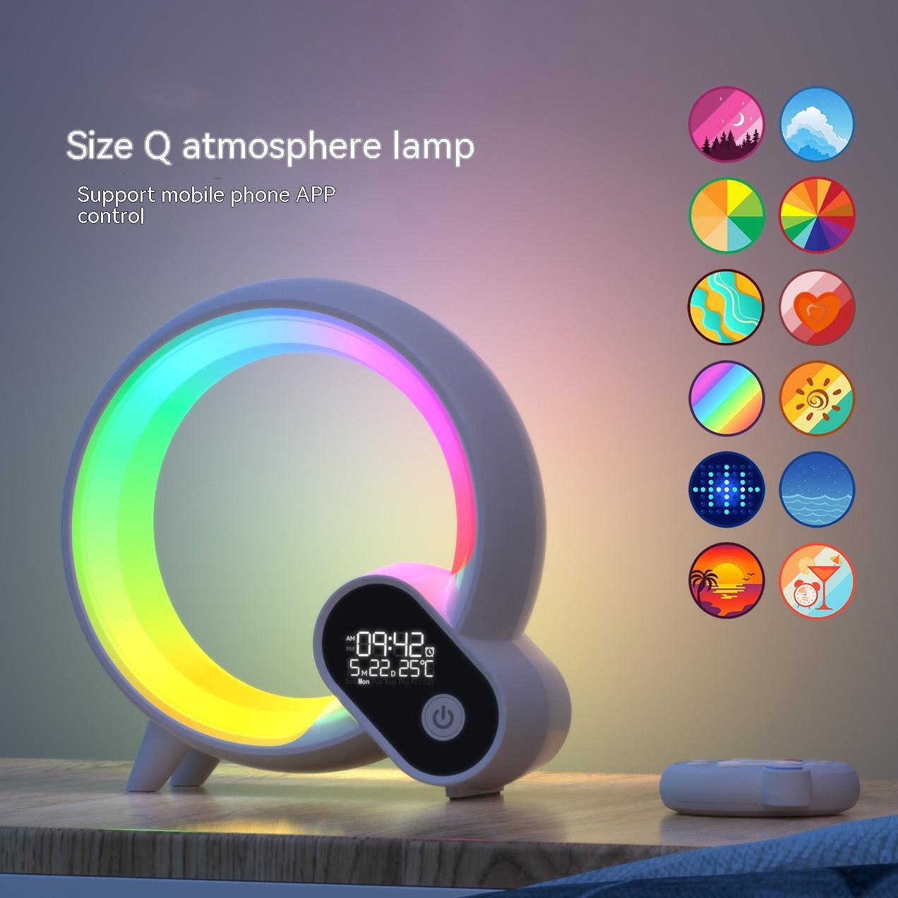 ساعة منبه رقمية تناظرية من Creative Q Light مزودة بشاشة عرض رقمية وبلوتوث وصوت وإيقاظ ذكي Q وإضاءة ملونة