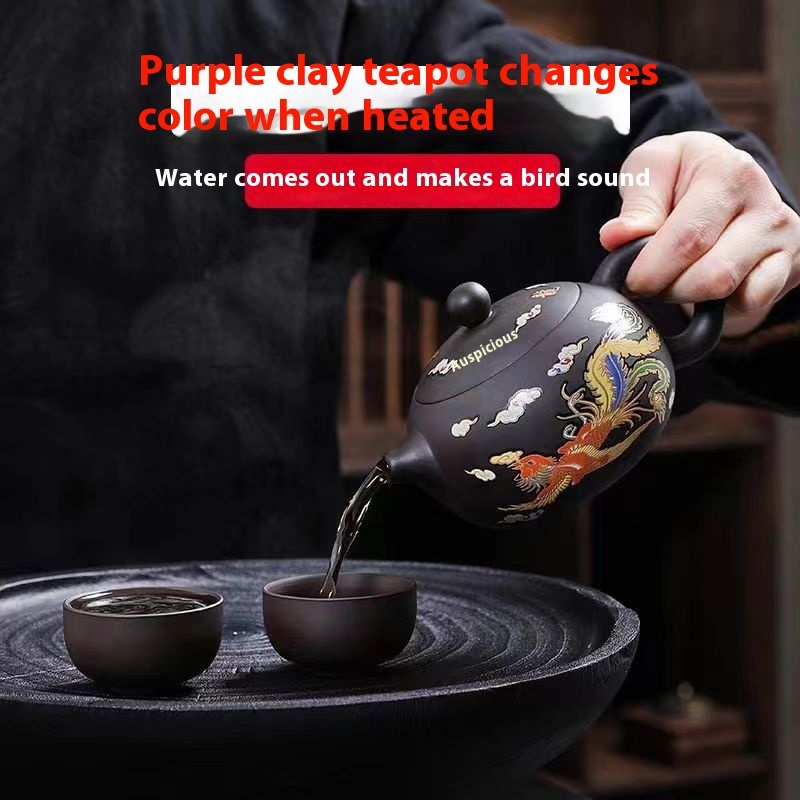 إبريق شاي صيني ساخن على شكل تنين وعنق أرجواني - Image 3