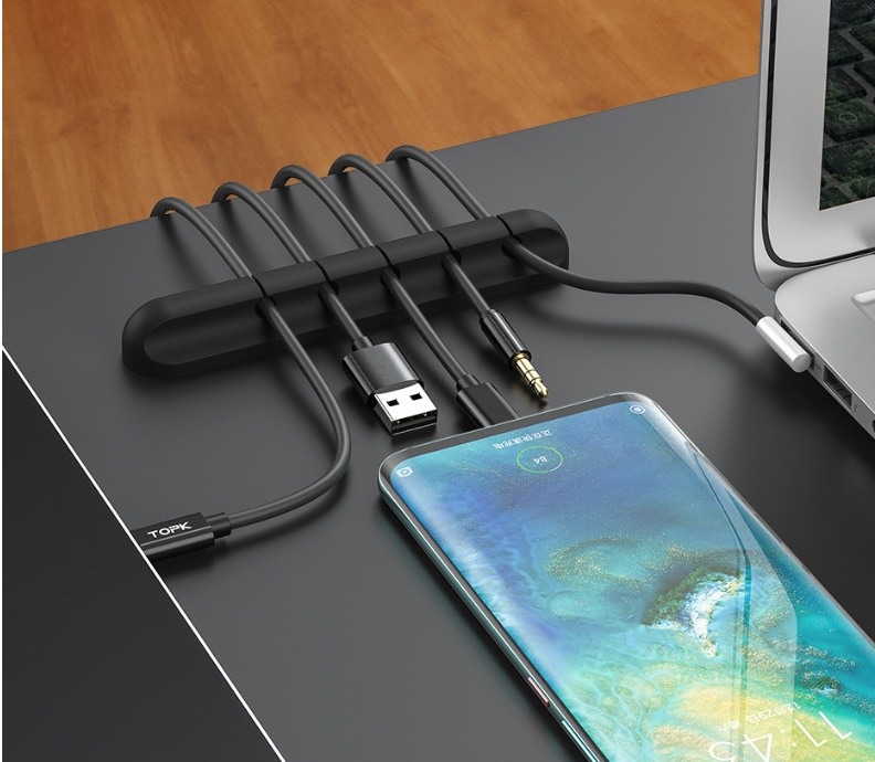 منظم كابلات USB من السيليكون، منظم كابلات سطح المكتب، إدارة، مشابك متعددة الأغراض، واقي كابلات لسماعات الرأس السلكية - Image 2
