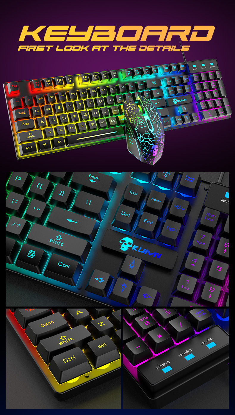 مجموعة لوحة المفاتيح والفأرة المضيئة T6RGB من كويينغ - Image 9