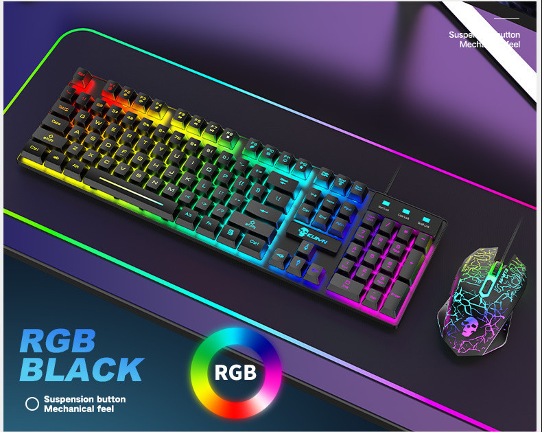 مجموعة لوحة المفاتيح والفأرة المضيئة T6RGB من كويينغ - Image 5