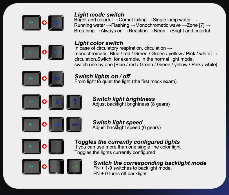 مجموعة لوحة المفاتيح والفأرة المضيئة T6RGB من كويينغ - Image 8