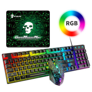 مجموعة لوحة المفاتيح والفأرة المضيئة T6RGB من كويينغ
