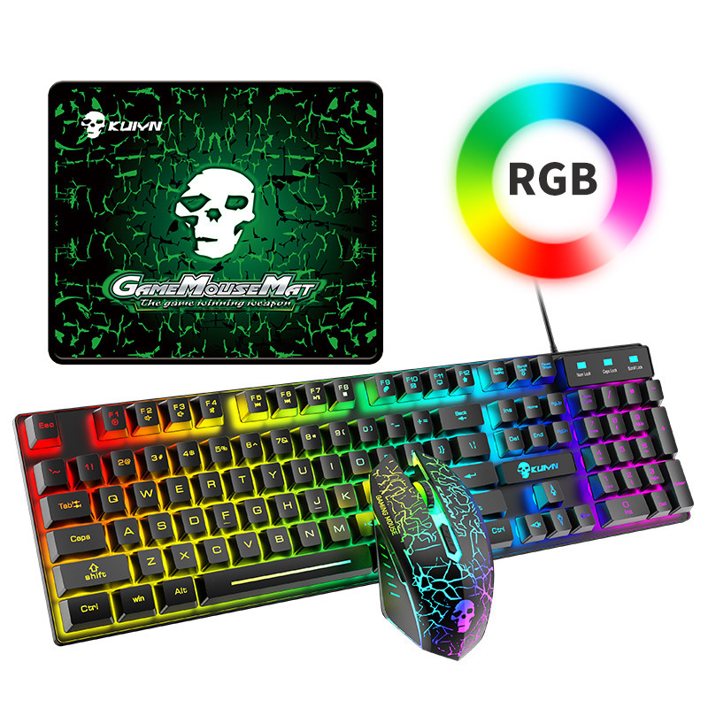 مجموعة لوحة المفاتيح والفأرة المضيئة T6RGB من كويينغ