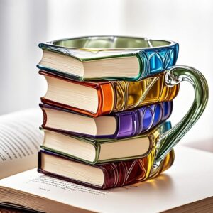كوب قهوة بتصميم كتاب مرسوم فريد من نوعه، كوب قهوة بتصميم كتاب مرصّع