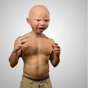 قناع البكاء المضحك S Y وجه طفل غاضب قناع لاتكس غطاء رأس هالوين