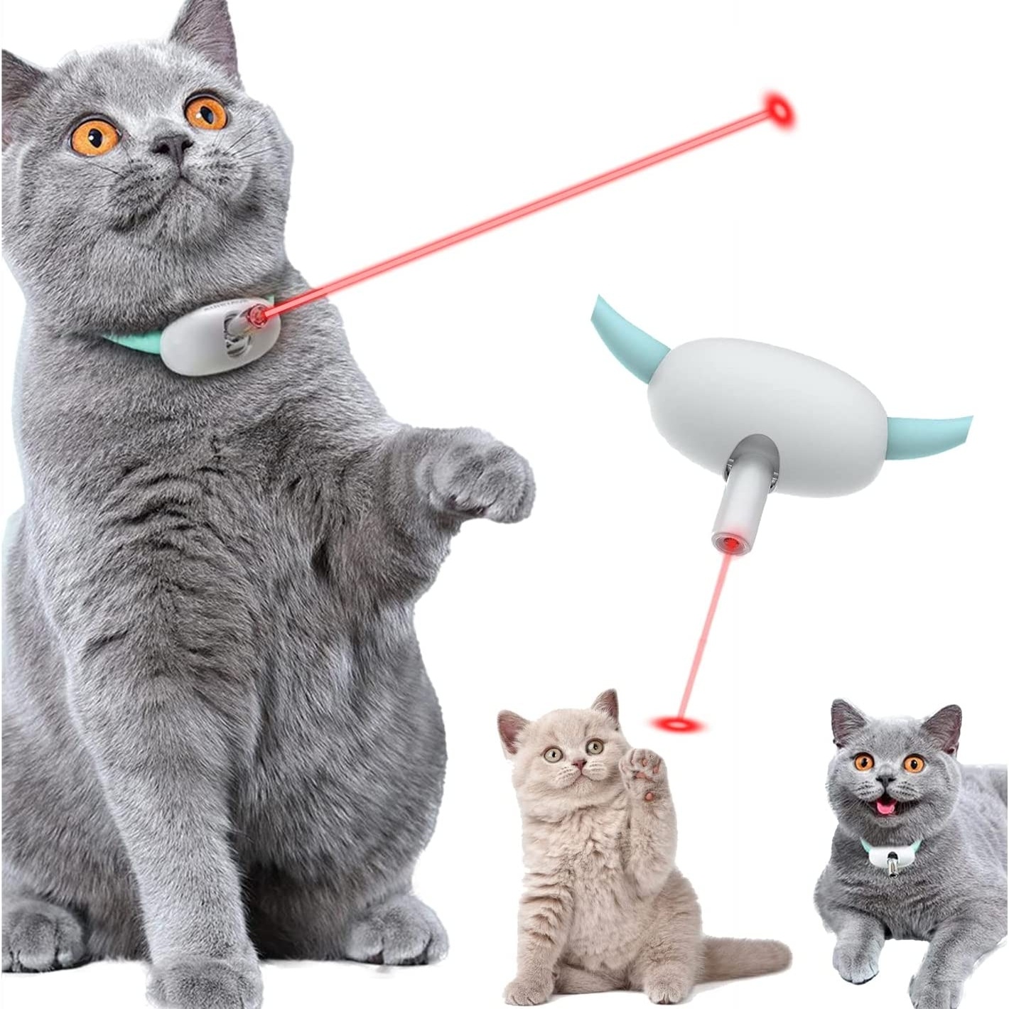 لعبة قطط أوتوماتيكية، طوق قطط ذكي يعمل بالليزر، شحن USB كهربائي، ألعاب مسلية للقطط، تدريب تفاعلي، أدوات للحيوانات الأليفة