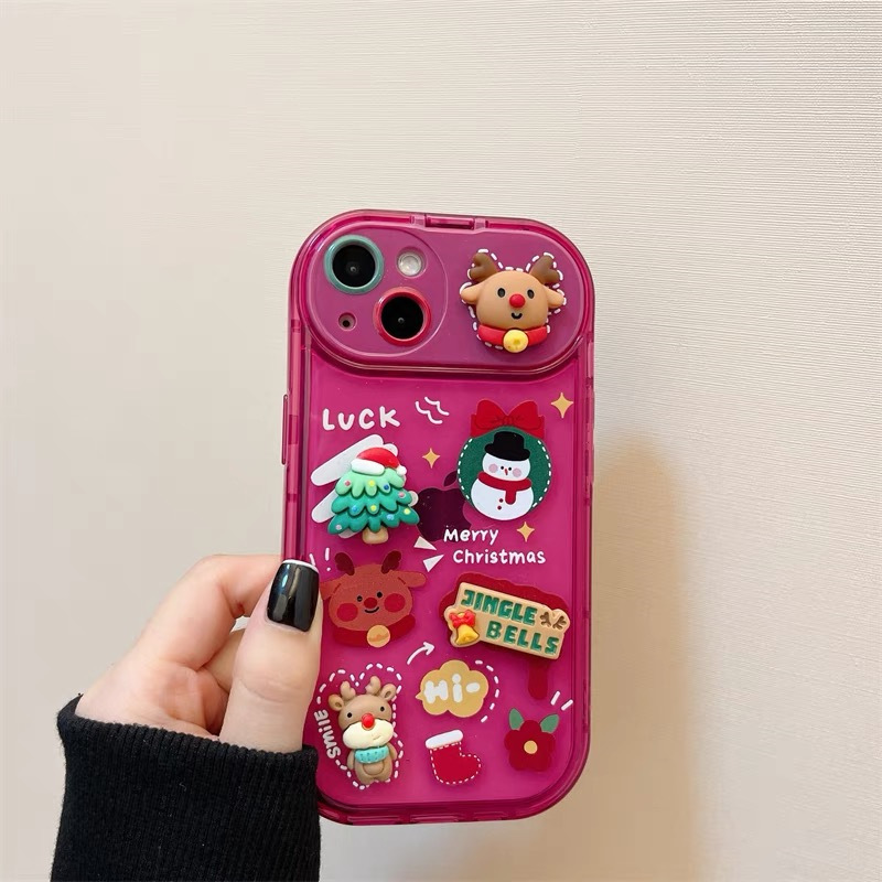 جراب هاتف قابل للطي بتصميم قبعة الأيل اللطيفة على شكل بابا نويل لعيد الميلاد لهاتف I iPhone 15 14 13 12 11 Pro Max Pro غطاء حماية من السيليكون - Image 8