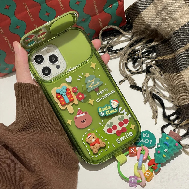 جراب هاتف قابل للطي بتصميم قبعة الأيل اللطيفة على شكل بابا نويل لعيد الميلاد لهاتف I iPhone 15 14 13 12 11 Pro Max Pro غطاء حماية من السيليكون - Image 9