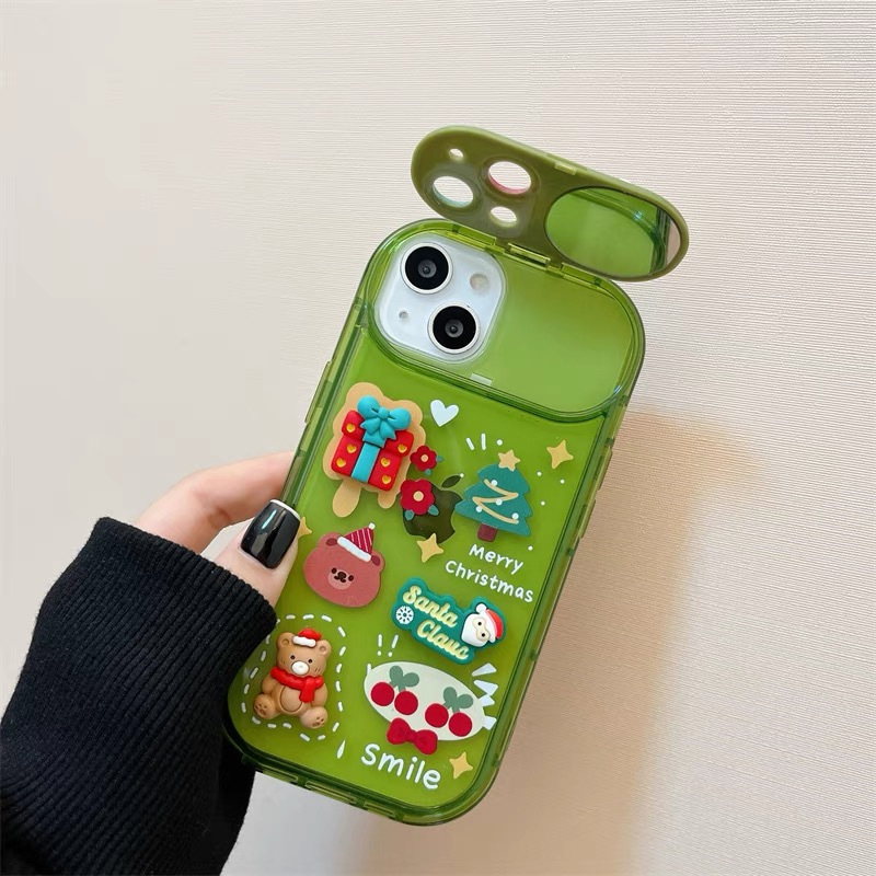 جراب هاتف قابل للطي بتصميم قبعة الأيل اللطيفة على شكل بابا نويل لعيد الميلاد لهاتف I iPhone 15 14 13 12 11 Pro Max Pro غطاء حماية من السيليكون - Image 5